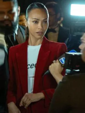 Emilia Perez Zoe Saldana Red Blazer Side