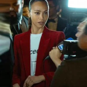 Emilia Perez Zoe Saldana Red Blazer Side