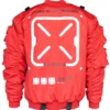 Fabric of the Universe XB-03 Red Bomber Jacket Red Color Back Look