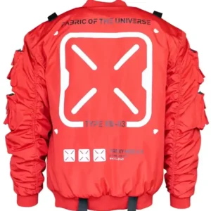 Fabric of the Universe XB-03 Red Bomber Jacket Red Color Back Look