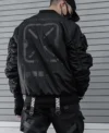 Fabric of the Universe XB-03 Red Bomber Jacket Black Color Back Look