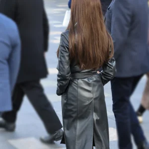 Frankenstein Jenna Ortega Black Leather Coat