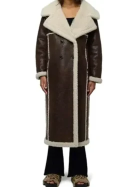 Gigi Hadid New York City 2025 Faux Shearling Coat Front Look