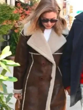 Gigi Hadid New York City 2025 Faux Shearling Coat