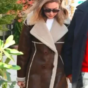 Gigi Hadid New York City 2025 Faux Shearling Coat