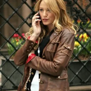 Gossip Girl Blake Lively Brown Jacket Side