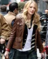 Gossip Girl Blake Lively Brown Jacket Back