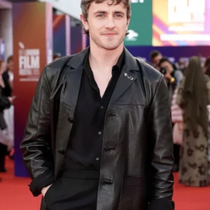 Hamnet Paul Mescal Black Leather Jacket Side