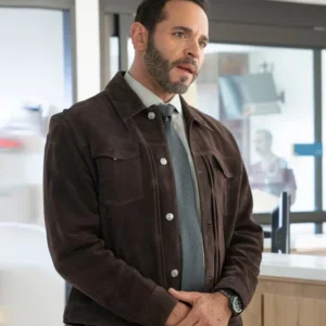 High Potential S02 Adam Karadec Brown Suede Jacket Side