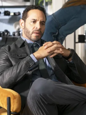 High Potential S02 Daniel Sunjata Black Leather Jacket Front