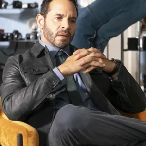 High Potential S02 Daniel Sunjata Black Leather Jacket Front