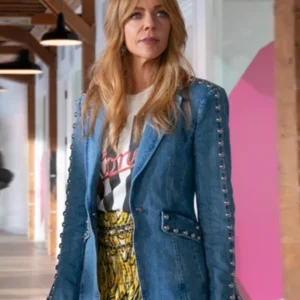 High Potential S02 Kaitlin Olson Denim Studded Blazer Front