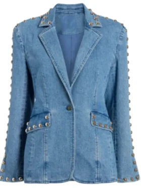 High Potential S02 Kaitlin Olson Denim Studded Blazer