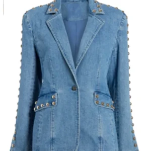 High Potential S02 Kaitlin Olson Denim Studded Blazer