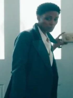 Hijack S01 Christine Adams Black Leather Coat Back