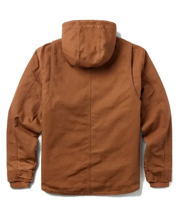 Hooded Zip Canvas Jacket Back Look