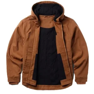 Hooded Zip Canvas Jacket Front Look Open