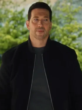 Hudson and Rex S08 Luke Roberts Black Bomber Jacket Side