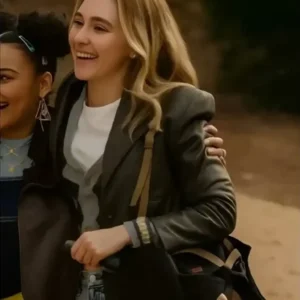 Isabel May Movie Scream 7 2026 Tatum Prescott Brown Leather Coat