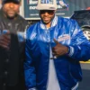 ItsBizkit Blue Satin Varsity Jacket Side