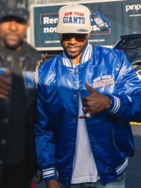ItsBizkit Blue Satin Varsity Jacket Side
