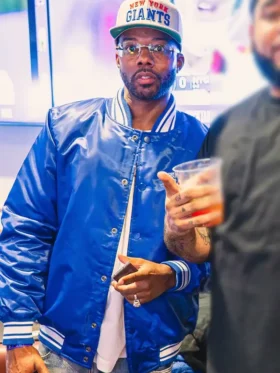 ItsBizkit Blue Satin Varsity Jacket