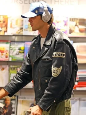 Jacob Elordi Black Leather Jacket Back