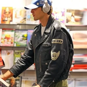 Jacob Elordi Black Leather Jacket Back