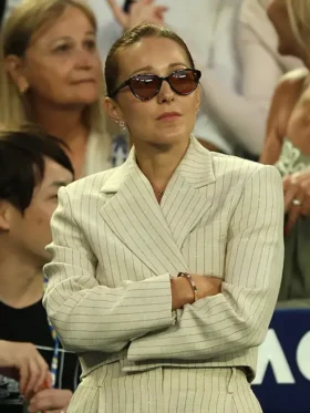 Jelena Djokovic Australian Open Stripe Blazer Front