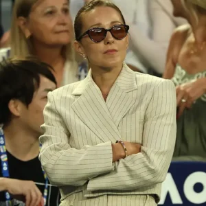 Jelena Djokovic Australian Open Stripe Blazer Front