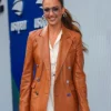 Jessica Alba Tennis Championships Brown Leather Blazer Side