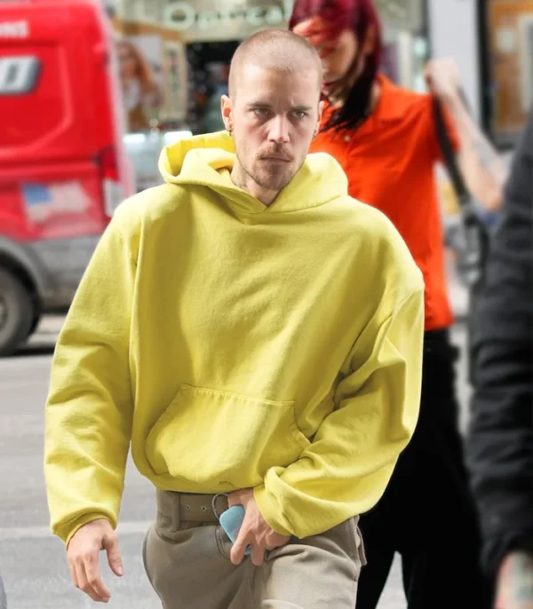 Justin Bieber NYC Yellow Hoodie Side
