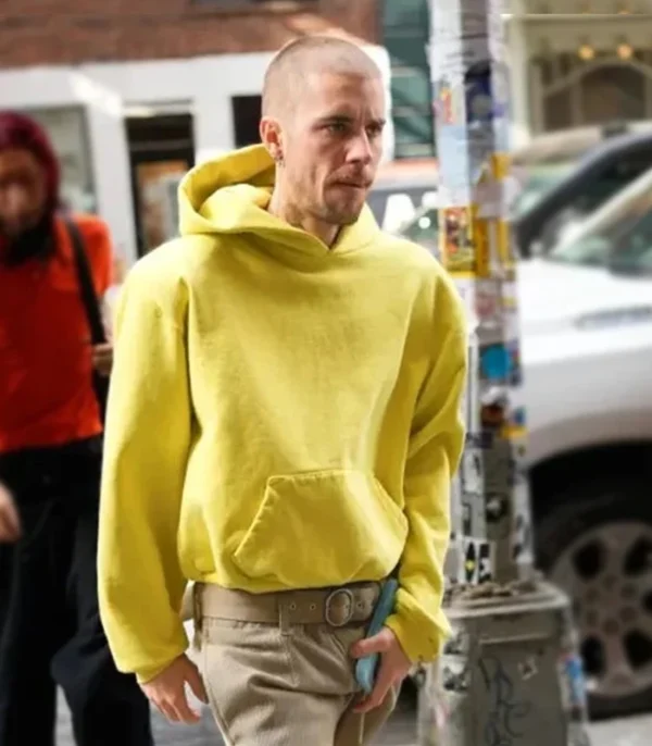 Justin Bieber NYC Yellow Hoodie Front