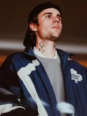 Justin Bieber Toronto Maple Leafs Jacket Front Look