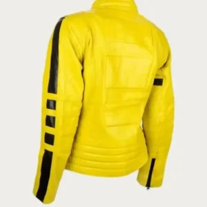 Kill Bill Uma Thurman Yellow Biker Jacket Back Look
