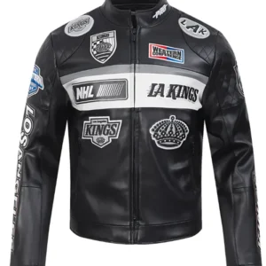 LA Kings Black Leather Jacket Side