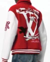 LV Red and White Letterman Jacket