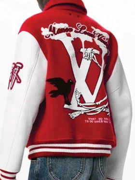 LV Red and White Letterman Jacket