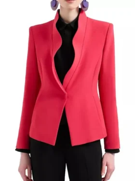 Law & Order S24 Ashley Davenport Red Ruffled Blazer Front Look