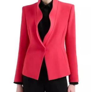 Law & Order S24 Ashley Davenport Red Ruffled Blazer Front Look