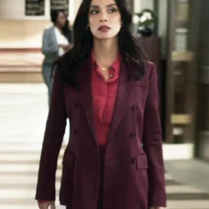 Law and Order S25 Odelya Halevi Maroon Blazer Front