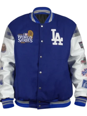 Los Angeles Dodgers Blue Championship Letterman Jacket Side