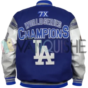 Los Angeles Dodgers Blue Championship Letterman Jacket back