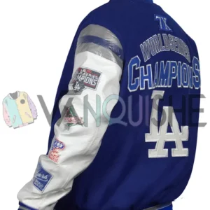 Los Angeles Dodgers Blue Championship Letterman Jacket left back