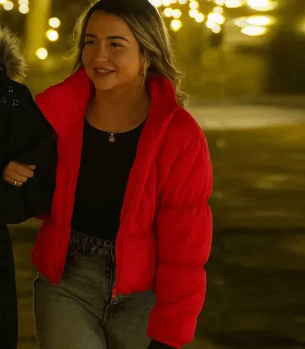 Love is Blind S08 Taylor Haag Red Puffer Jacket Front