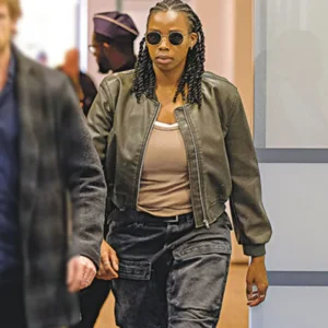 Maigret S01 Shaniqua Okwok Bomber Leather Jacket Side