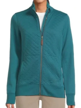 Matlock 2025 Kathy Bates Turquoise Quilted Jacket Front Look