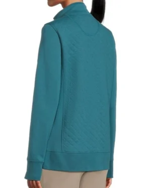 Matlock 2025 Kathy Bates Turquoise Quilted Jacket Back Look