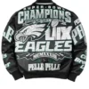 Meek Mill Eagles Black Leather Jacket Back