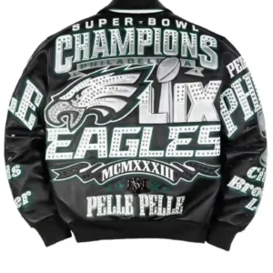 Meek Mill Eagles Black Leather Jacket Back